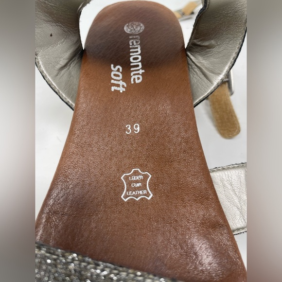 Remonte Women Shimmer Glitter Leather Wedge Sandal Size 39 - Picture 7 of 8